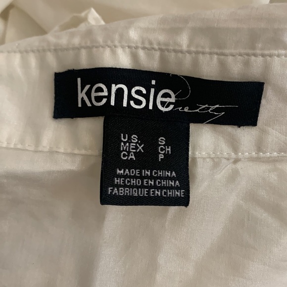 Kensie Pretty Button Down Blouse Top White Silky Classic Cream White Thin 3/4 - Picture 16 of 17